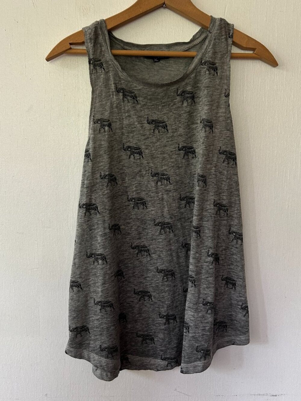 Fifth Sun Gray Elephant Swing Tank Top Womens XL Boho Yogi Nature Free Spirit